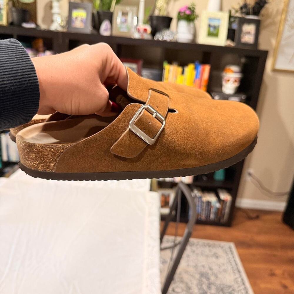 Universal Thread Cognac Brown Suede Clogs Mules Size 8